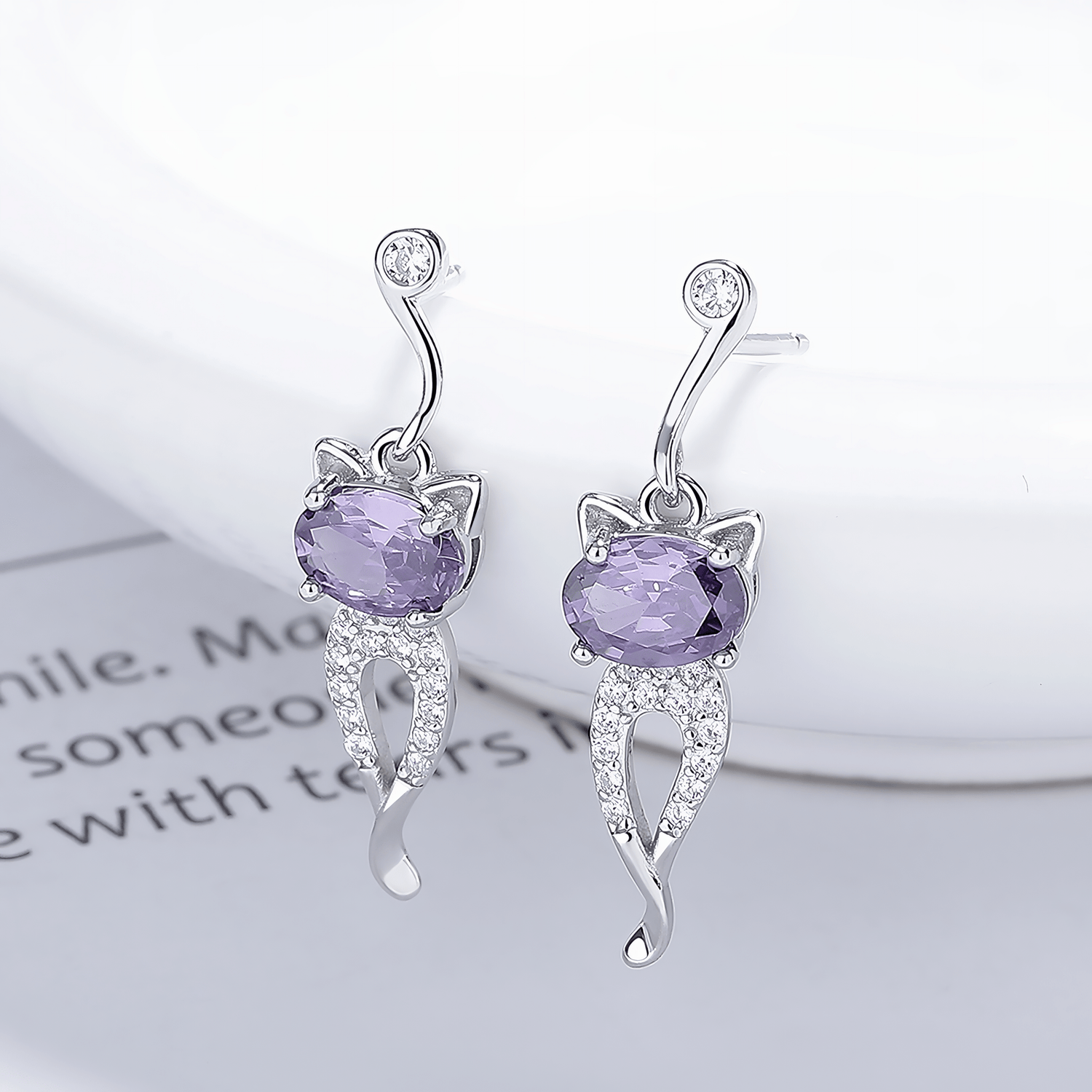 Gemstone Kitty Drop Earrings - NAFALUXE
