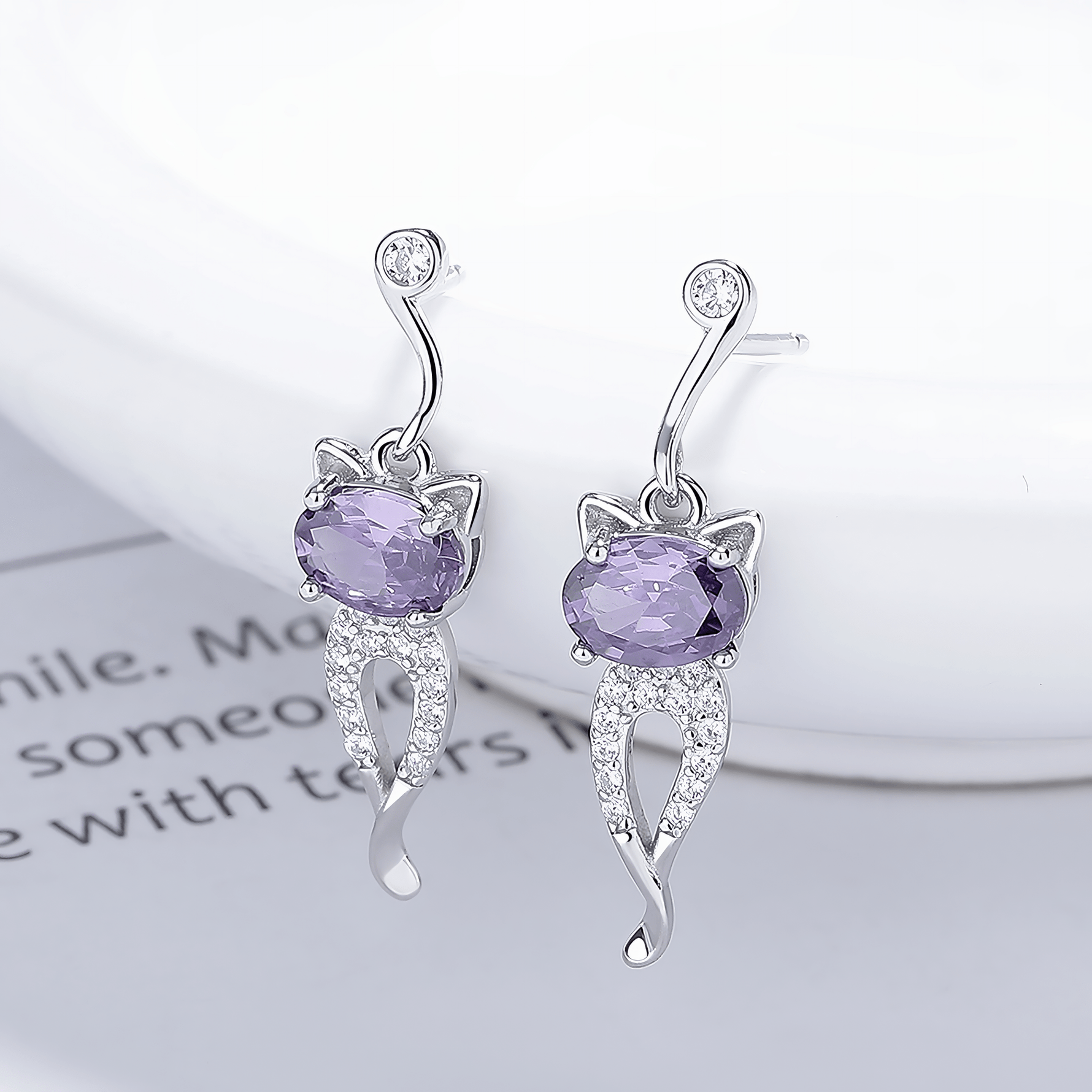 Gemstone Kitty Drop Earrings - NAFALUXE