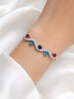 Gemstone Wave Bracelet Adjustable Sterling Silver 925 - NAFALUXE