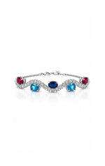 Gemstone Wave Bracelet Adjustable Sterling Silver 925 - NAFALUXE
