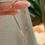 Gold - Plated Flat Snake Chain with Zircon Pendant - NAFALUXE