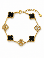 Gold Plated Four-Leaf Clover Bracelets with Colorful Inlays - NAFALUXE