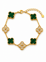 Gold Plated Four-Leaf Clover Bracelets with Colorful Inlays - NAFALUXE