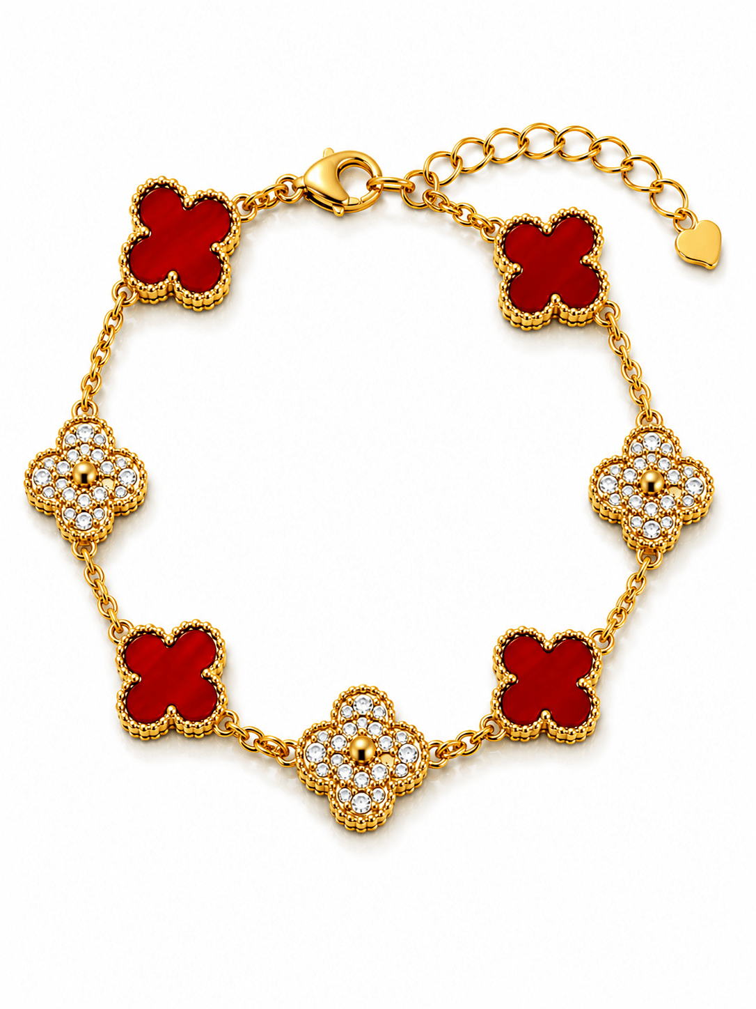 Gold Plated Four-Leaf Clover Bracelets with Colorful Inlays - NAFALUXE