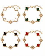 Gold Plated Four-Leaf Clover Bracelets with Colorful Inlays - NAFALUXE