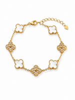Gold Plated Four-Leaf Clover Bracelets with Colorful Inlays - NAFALUXE