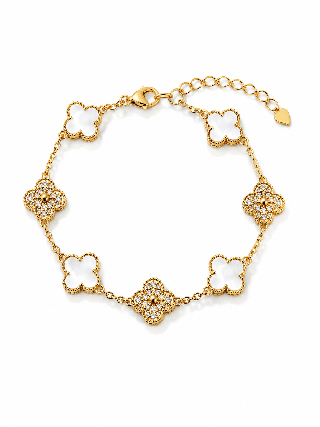 Gold Plated Four-Leaf Clover Bracelets with Colorful Inlays - NAFALUXE