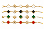 Gold Plated Four-Leaf Clover Bracelets with Colorful Inlays - NAFALUXE