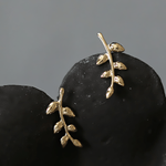 Gold Plated Leaf Climber Earrings – Nature Inspired Design - NAFALUXE