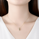 Gold Plated Malachite Style CZ Geometric Pendant Necklace - NAFALUXE