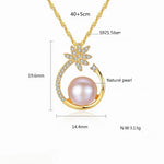 Gold Plated Sterling Silver Baroque Freshwater Pearl CZ Flower Necklace - NAFALUXE