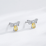 Golden Bee Sparkle Sterling Silver Stud Earrings with Zirconia - NAFALUXE