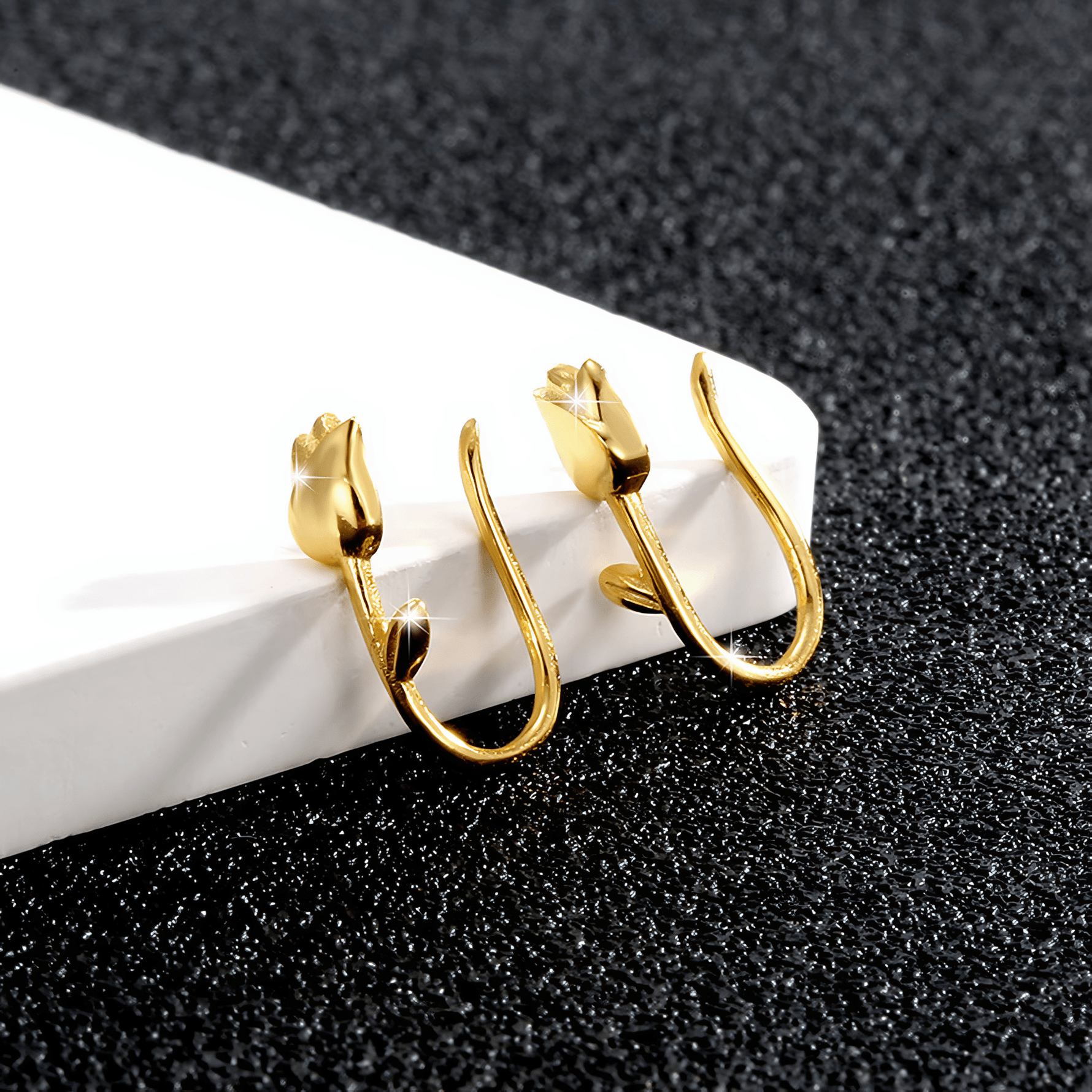 Golden Tulip Bloom Hoop Earrings - NAFALUXE