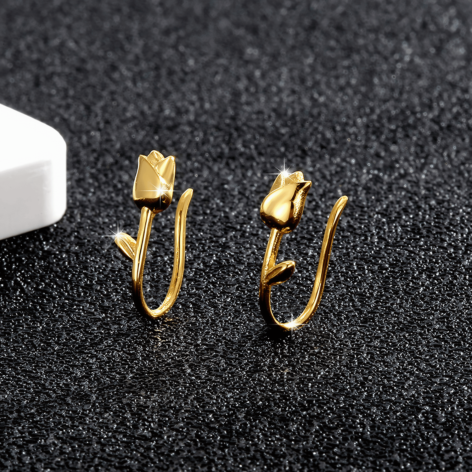 Golden Tulip Bloom Hoop Earrings - NAFALUXE