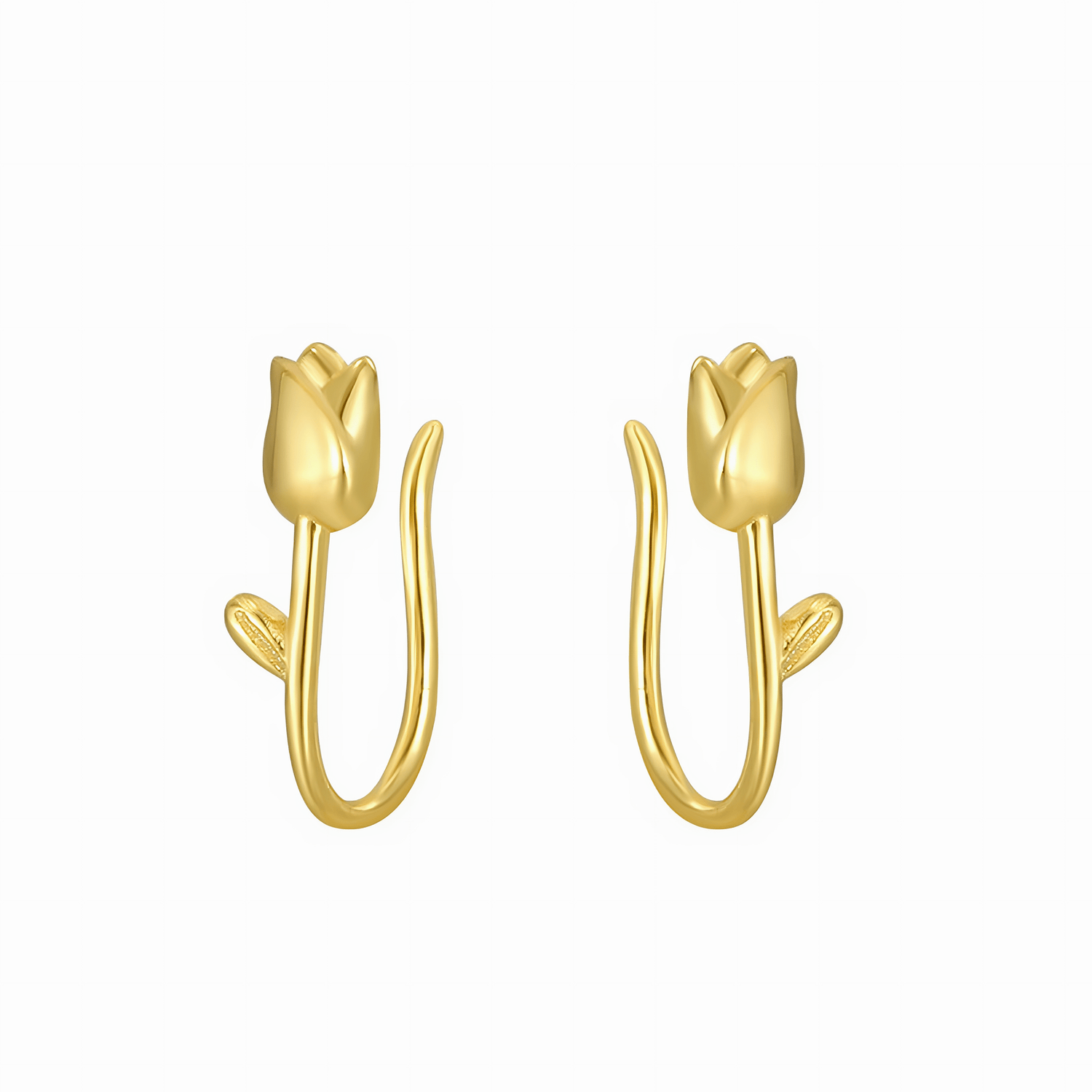 Golden Tulip Bloom Hoop Earrings - NAFALUXE