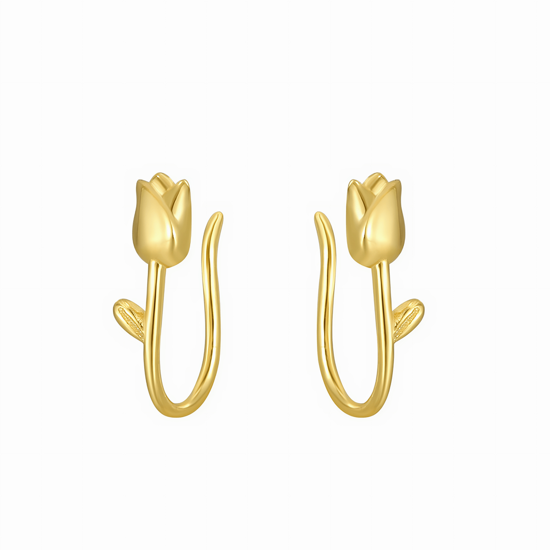 Golden Tulip Bloom Hoop Earrings - NAFALUXE
