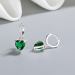 Green Heart Drop Earrings – 925 Silver - NAFALUXE