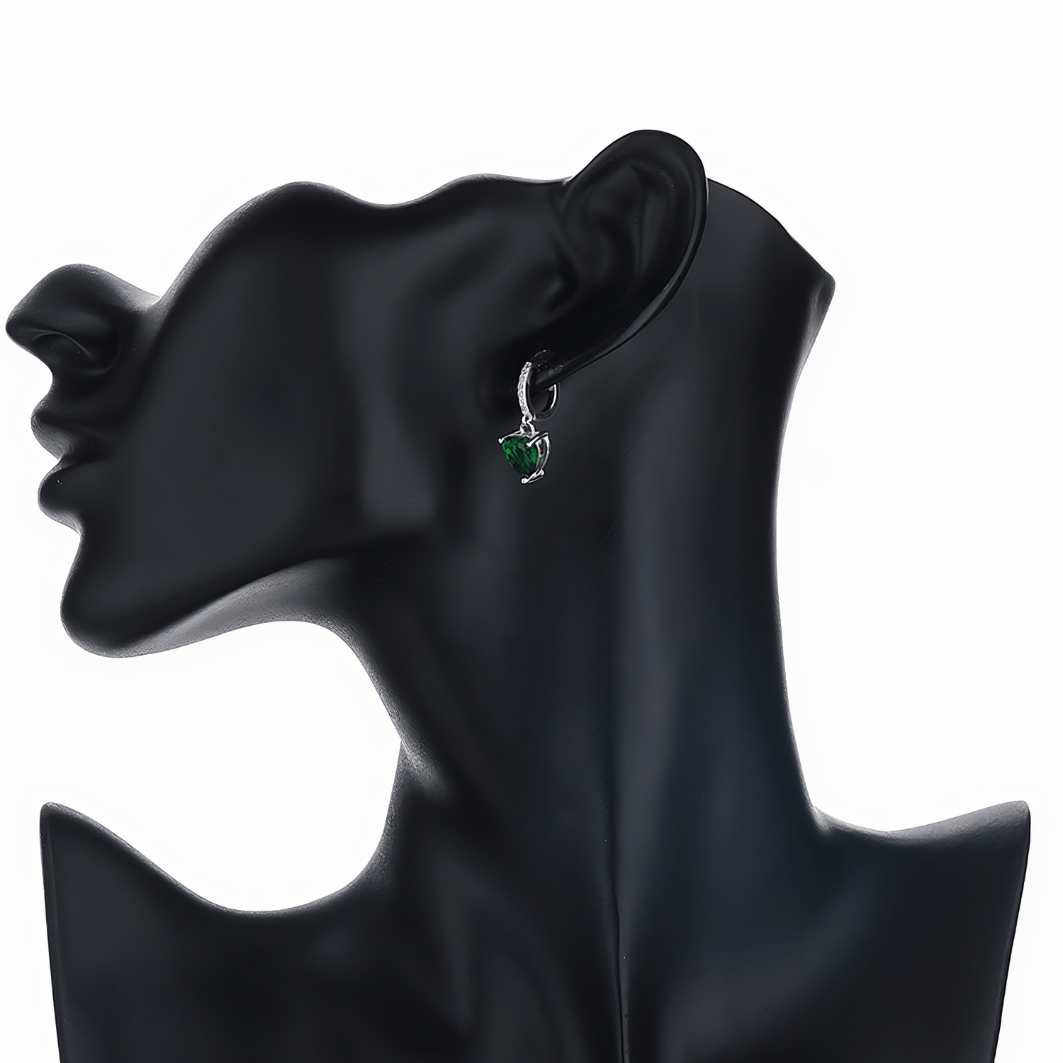 Green Heart Drop Earrings – 925 Silver - NAFALUXE