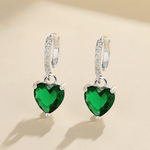 Green Heart Drop Earrings – 925 Silver - NAFALUXE