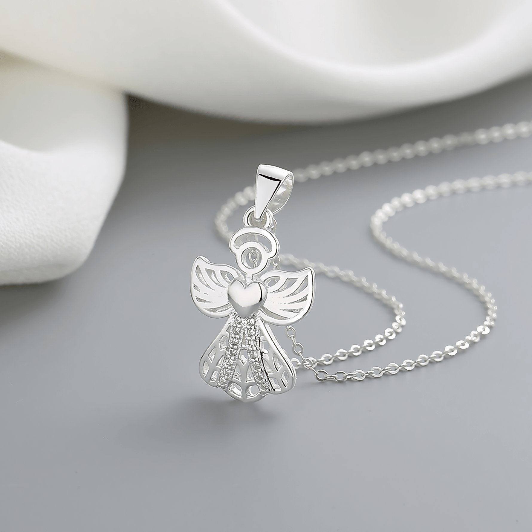 Guardian Angel Heart Necklace – 925 Silver - NAFALUXE