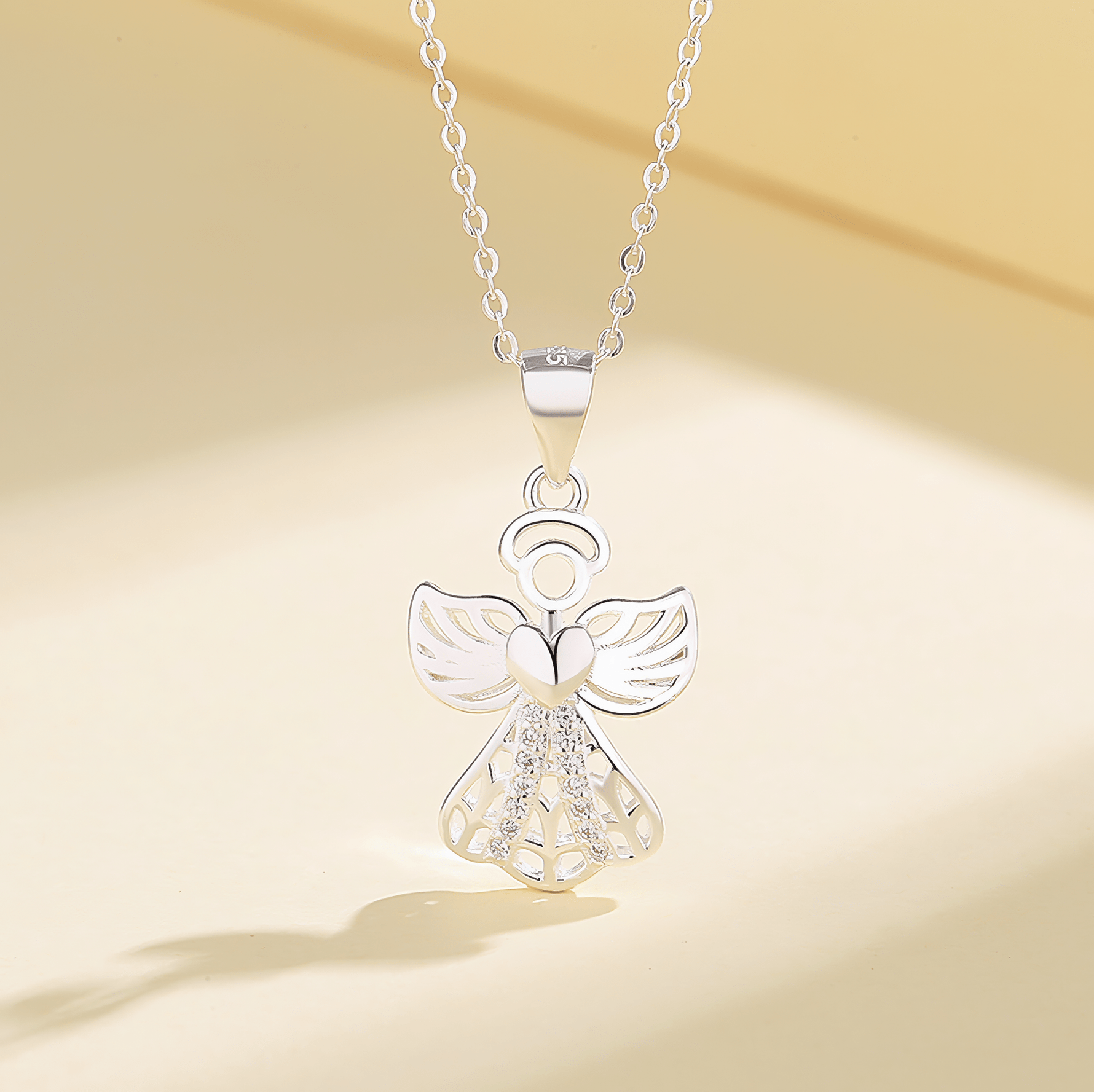 Guardian Angel Heart Necklace – 925 Silver - NAFALUXE