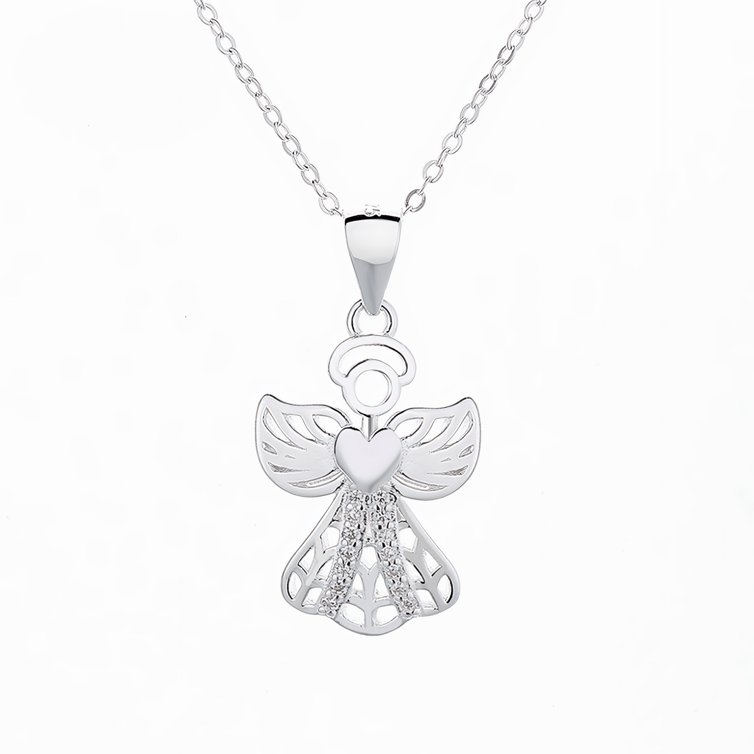 Guardian Angel Heart Necklace – 925 Silver - NAFALUXE