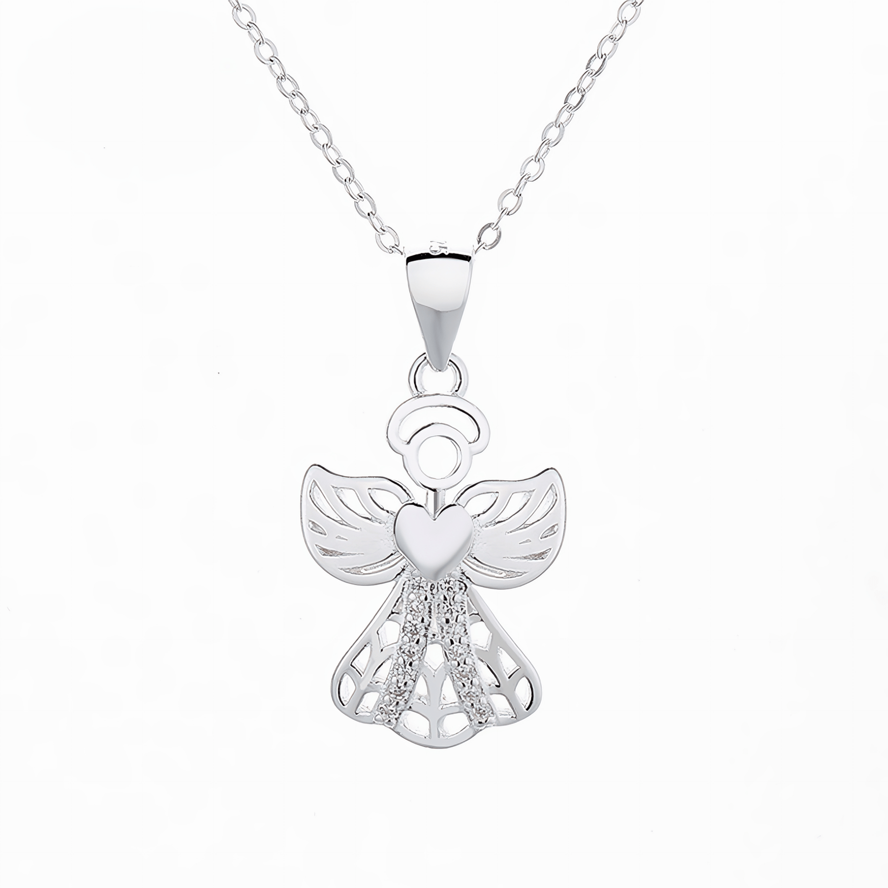 Guardian Angel Heart Necklace – 925 Silver - NAFALUXE