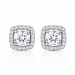 Halo Cushion Stud Earrings with Clear AAA Cubic Zirconia - NAFALUXE