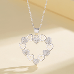 Heart Cluster Pendant Necklace – 925 Silver - NAFALUXE