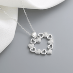 Heart Cluster Pendant Necklace – 925 Silver - NAFALUXE