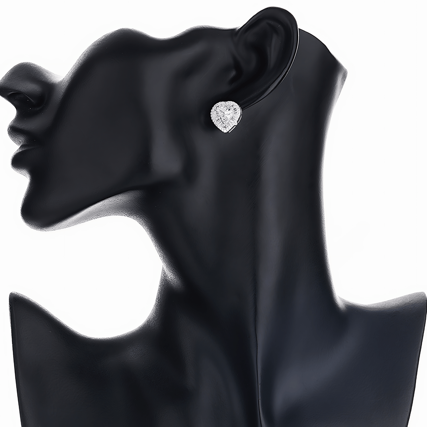 Heart Halo Stud Earrings – 925 Silver - NAFALUXE