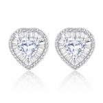 Heart Halo Stud Earrings – 925 Silver - NAFALUXE