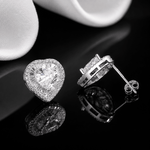 Heart Halo Stud Earrings – 925 Silver - NAFALUXE