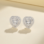 Heart Halo Stud Earrings – 925 Silver - NAFALUXE