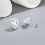 Heart Halo Stud Earrings – 925 Silver - NAFALUXE