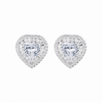 Heart Halo Stud Earrings – 925 Silver - NAFALUXE