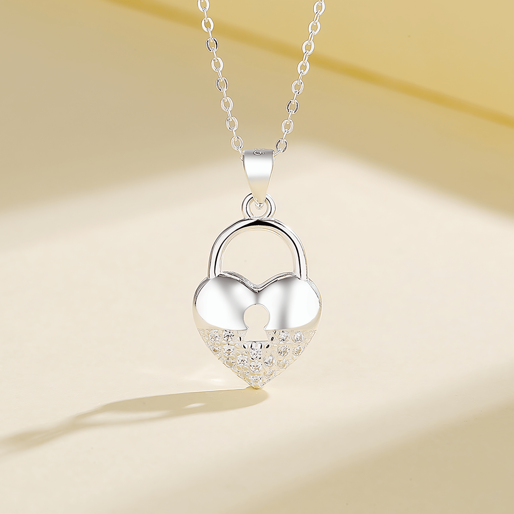 Heart Lock Pendant Necklace – 925 Sterling Silver - NAFALUXE