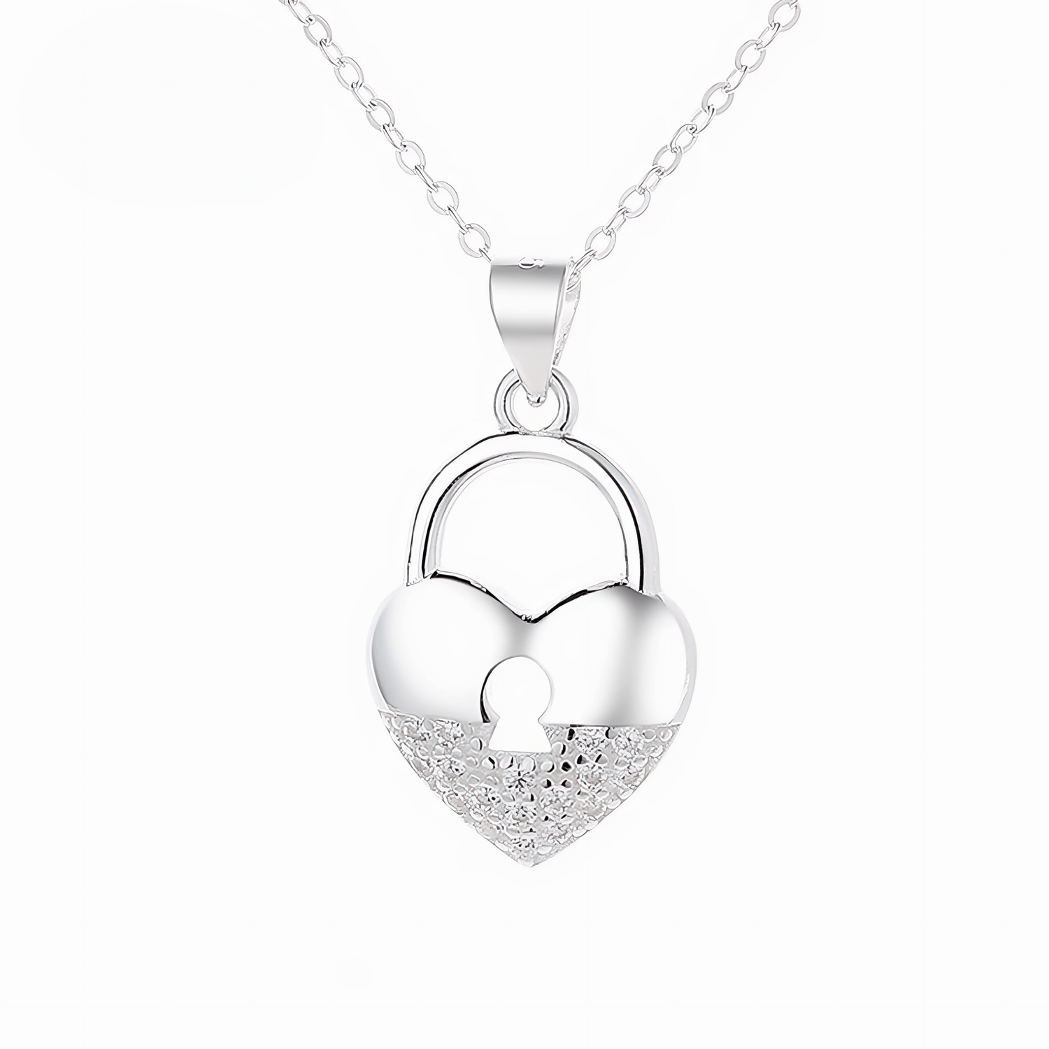 Heart Lock Pendant Necklace – 925 Sterling Silver - NAFALUXE