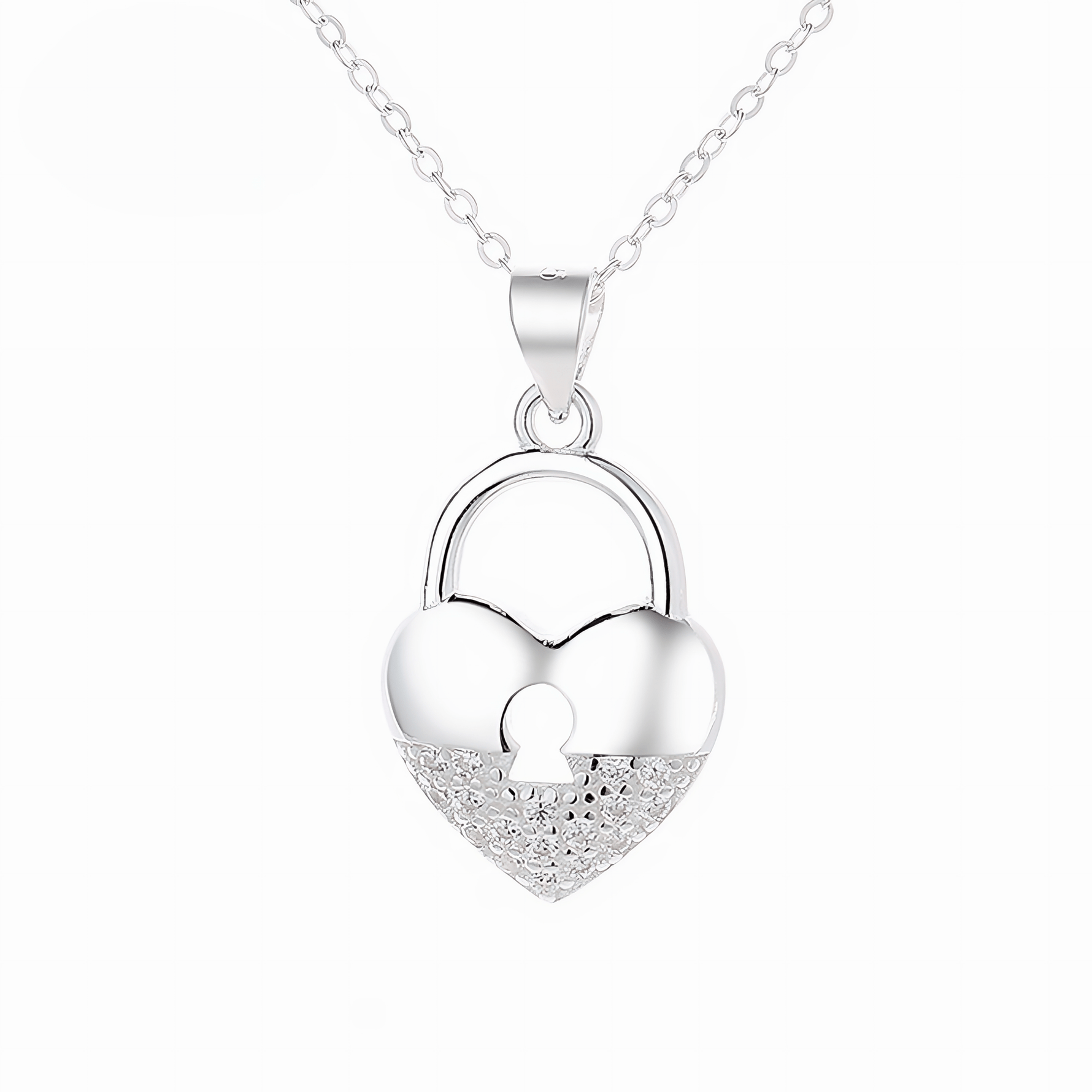 Heart Lock Pendant Necklace – 925 Sterling Silver - NAFALUXE