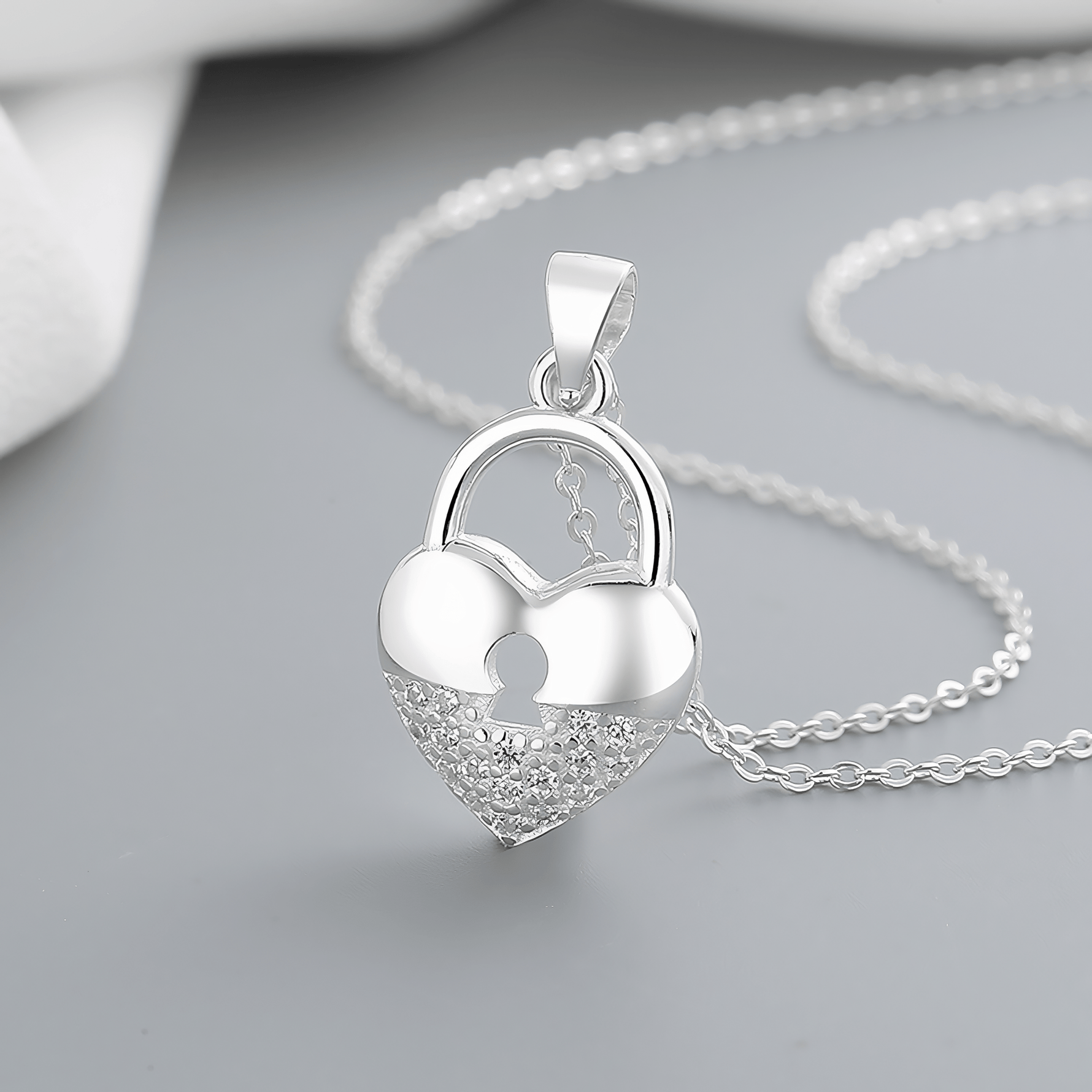 Heart Lock Pendant Necklace – 925 Sterling Silver - NAFALUXE