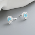Heart - Shaped 925 Sterling Silver Blue Stone Stud Earring - NAFALUXE