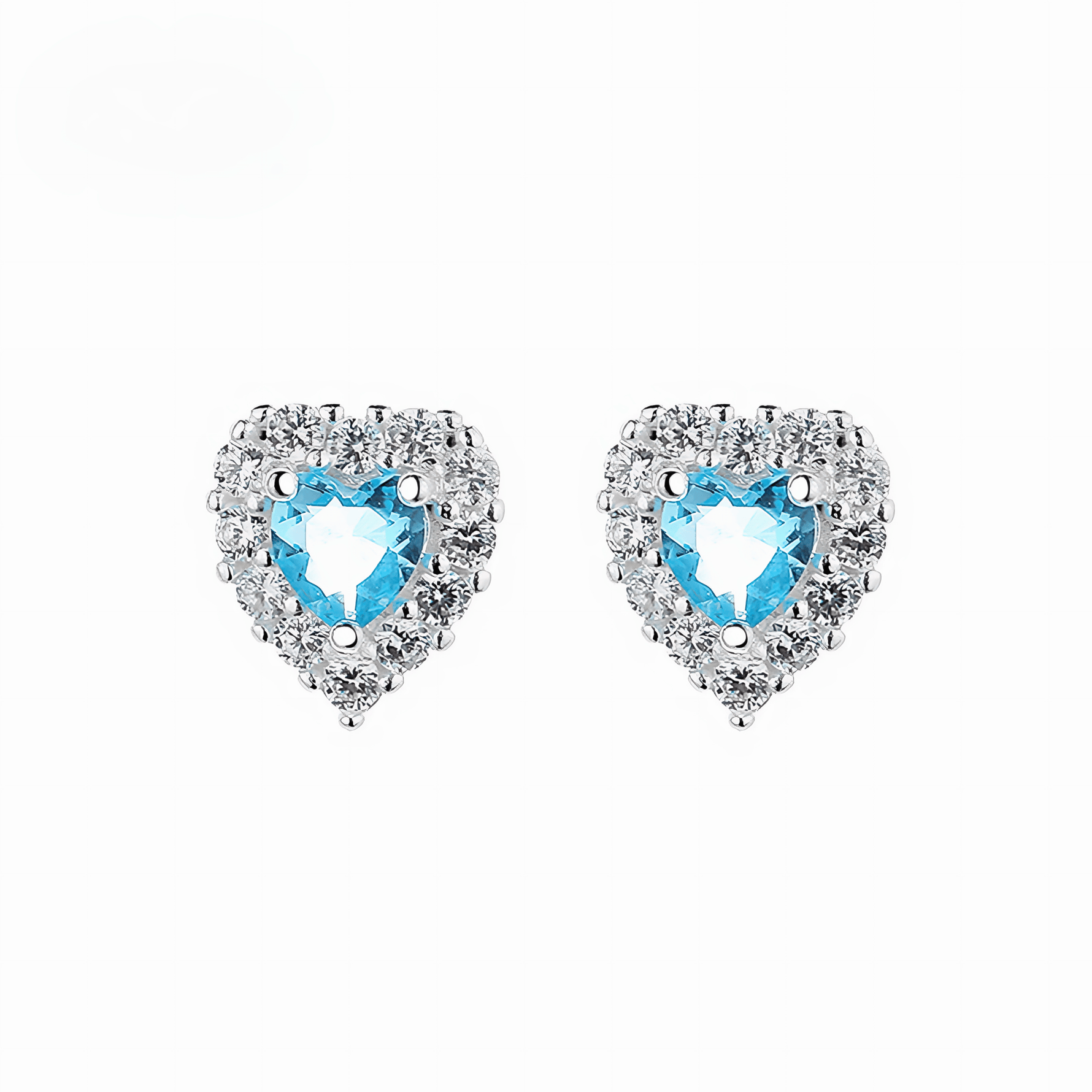 Heart - Shaped 925 Sterling Silver Blue Stone Stud Earring - NAFALUXE