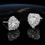 Heart-Shaped 925 Sterling Silver white Stone Stud Earring - NAFALUXE