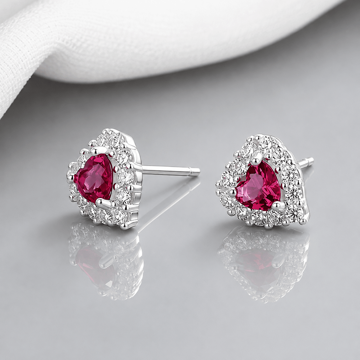 heart-shaped stud earrings-925 Sterling Silver - NAFALUXE