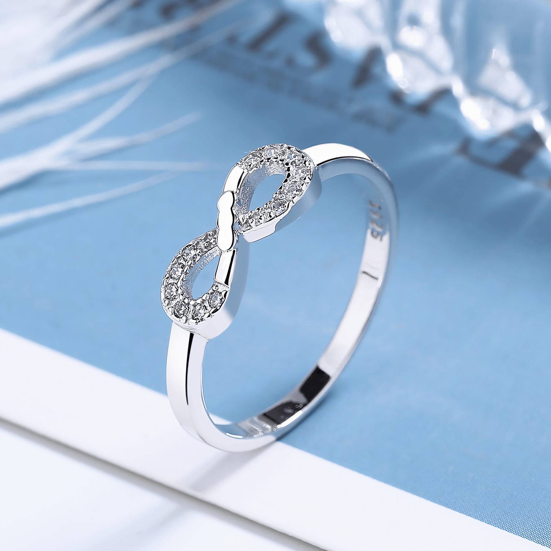 Infinity Sparkle Ring in Sterling Silver - NAFALUXE