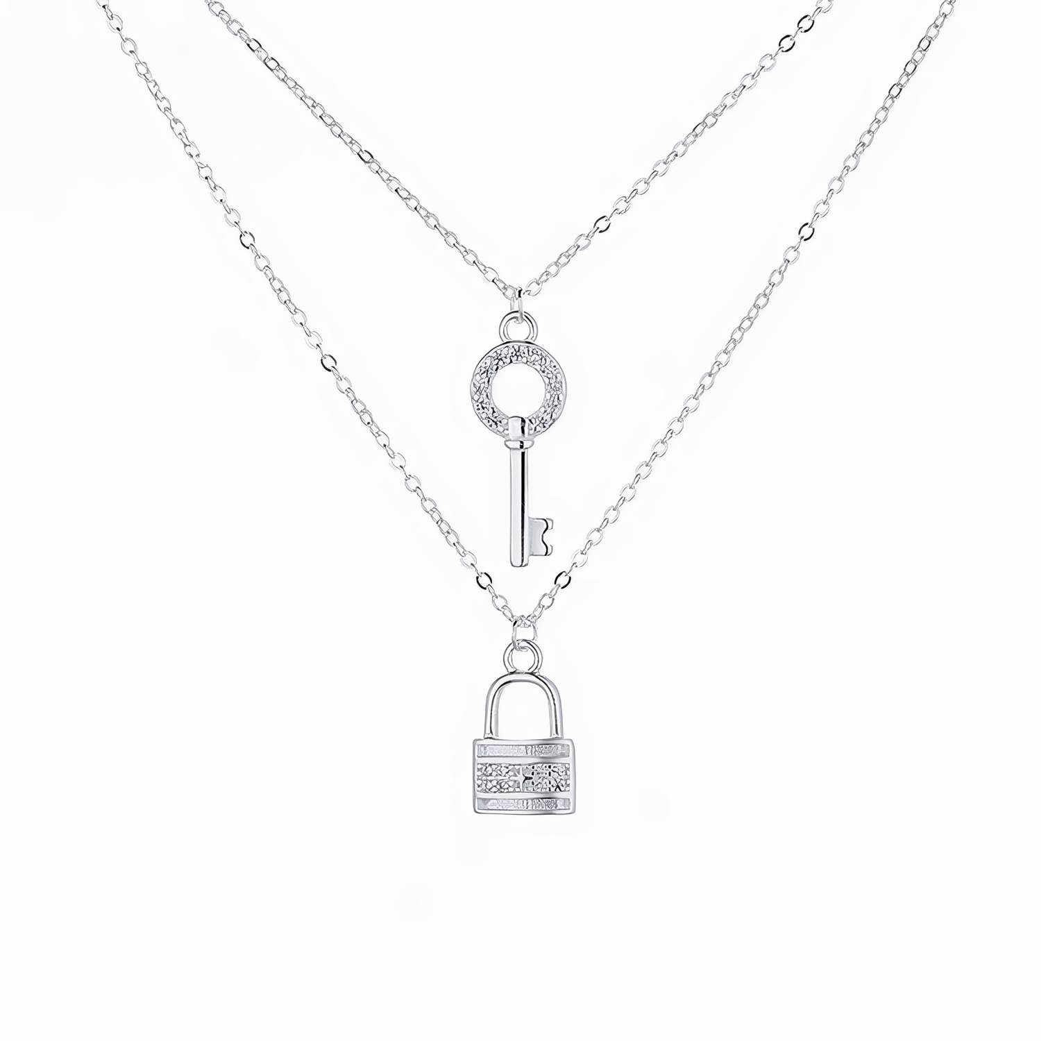 Key & Lock Duo – Sterling Silver Layered Necklace - NAFALUXE