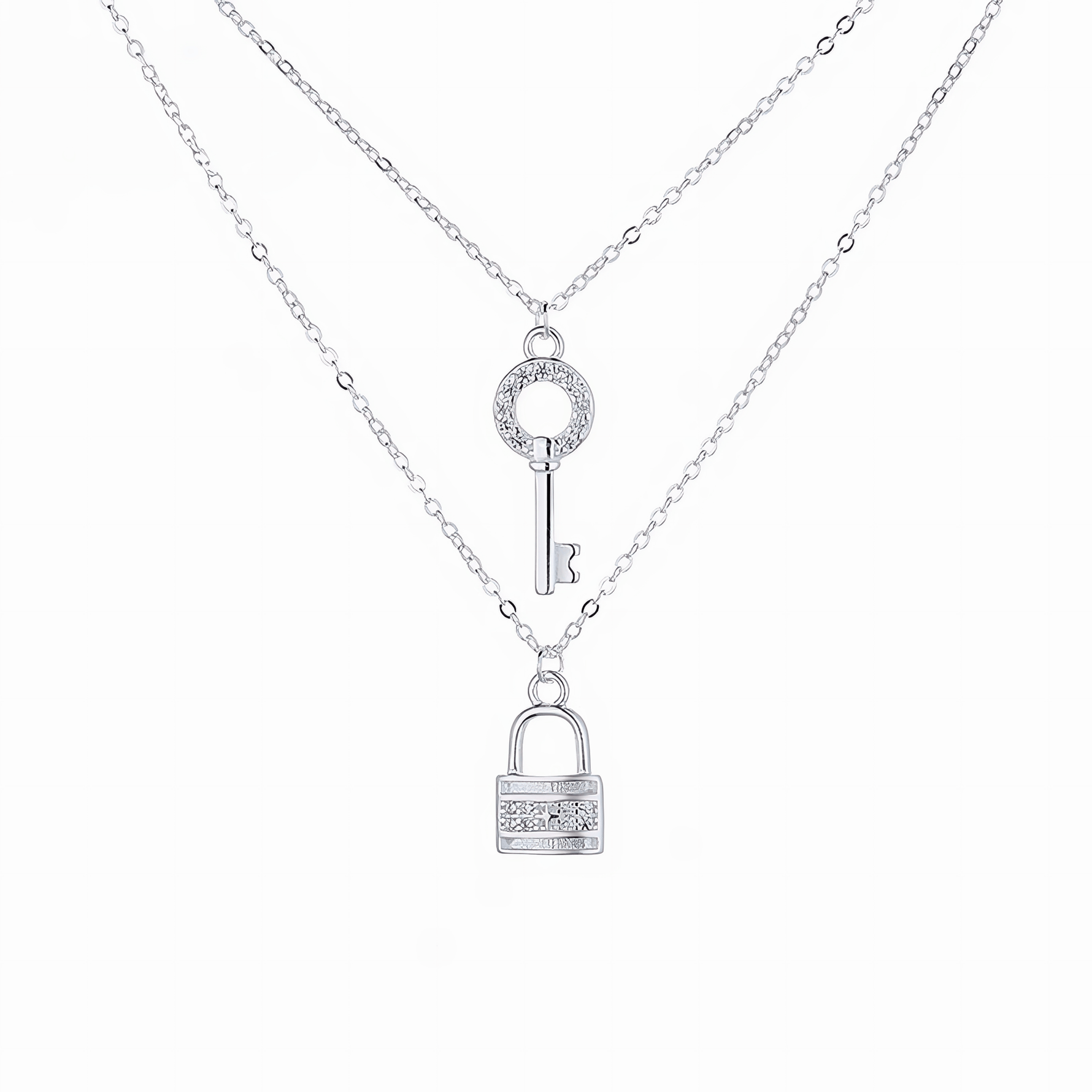 Key & Lock Duo – Sterling Silver Layered Necklace - NAFALUXE