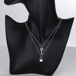 Key & Lock Duo – Sterling Silver Layered Necklace - NAFALUXE