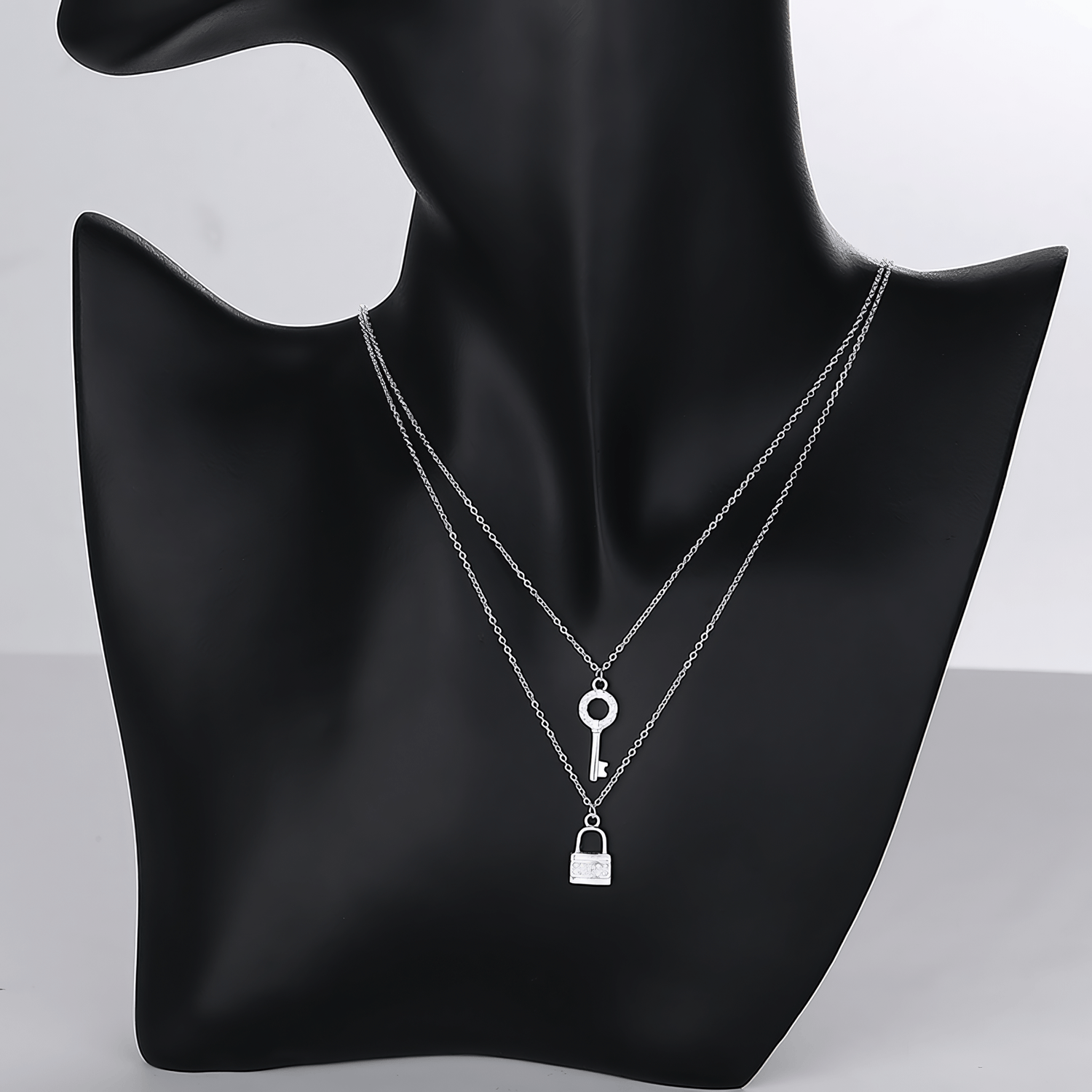 Key & Lock Duo – Sterling Silver Layered Necklace - NAFALUXE