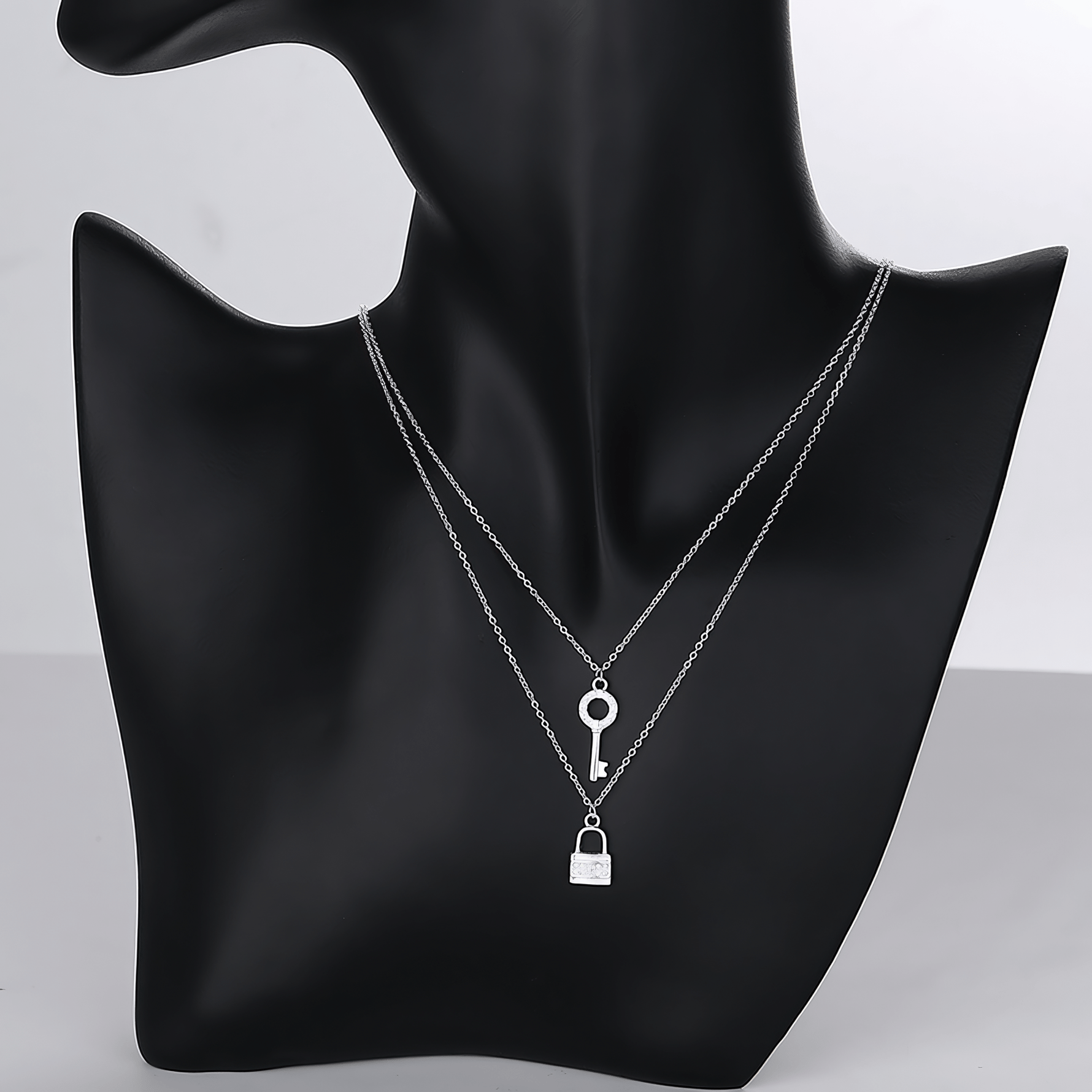 Key & Lock Duo – Sterling Silver Layered Necklace - NAFALUXE